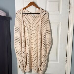 Open-Knit Cream Women's Cardigan Sweater